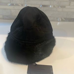 Prada nylon/fur hat